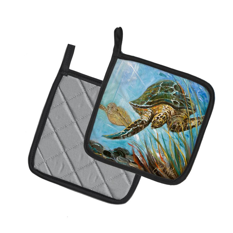 Loggerhead Sea Turtle Pair of Pot Holders