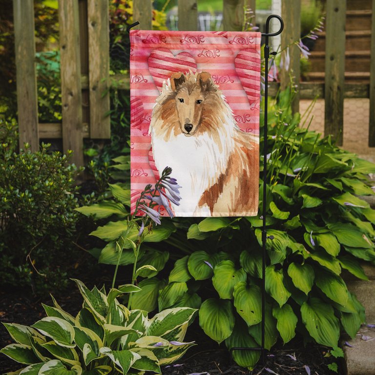 Love a Rough Collie Garden Flag 2-Sided 2-Ply