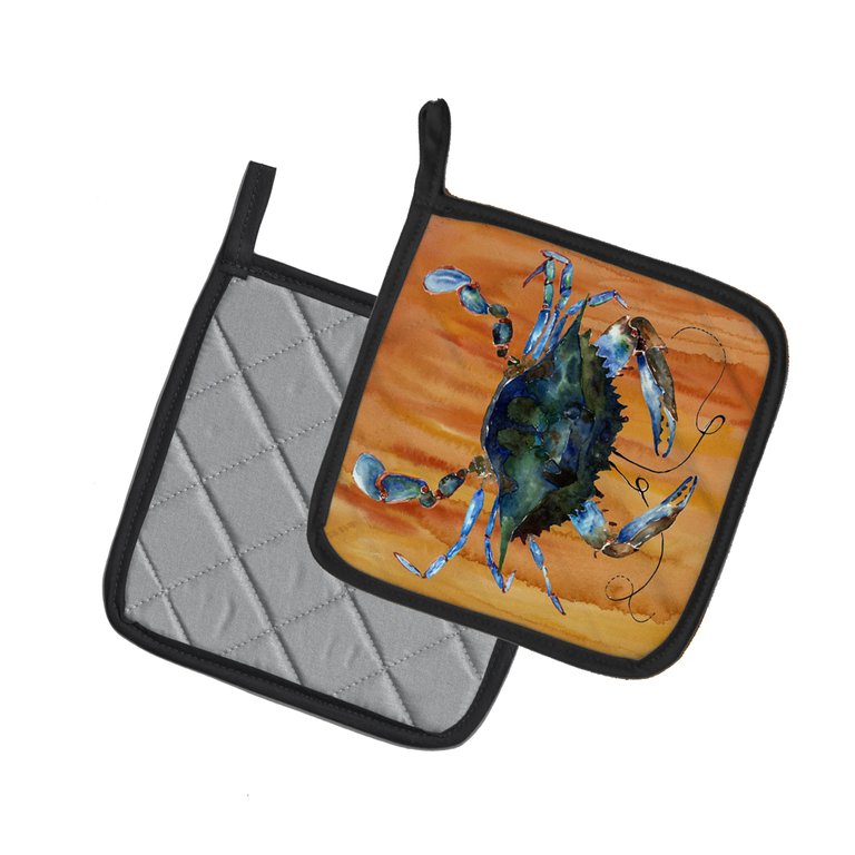 Male Blue Crab Spicy Hot Pair of Pot Holders