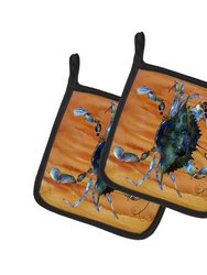 Male Blue Crab Spicy Hot Pair of Pot Holders