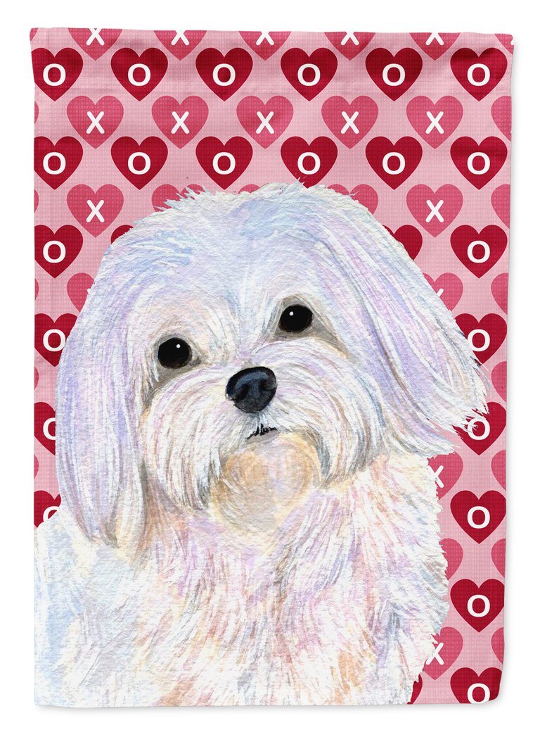 Maltese Hearts Love And Valentine's Day Portrait Garden Flag 2-Sided 2-Ply - SS4482GF