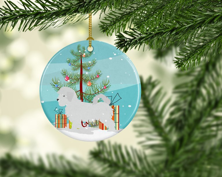 Maltese Merry Christmas Tree Ceramic Ornament