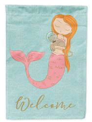 Mermaid with Cat Garden Flag 2-Sided 2-Ply