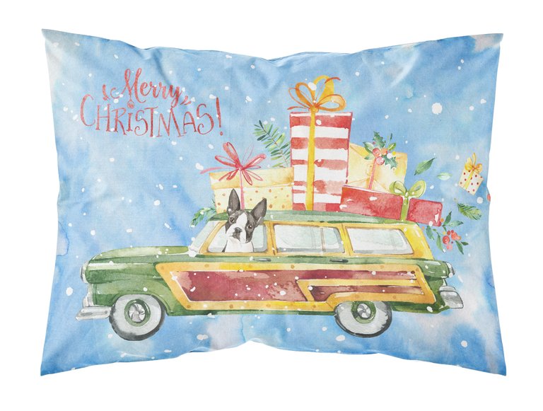 Merry Christmas Boston Terrier Fabric Standard Pillowcase