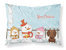 Merry Christmas Carolers Dachshund Red Brown Fabric Standard Pillowcase