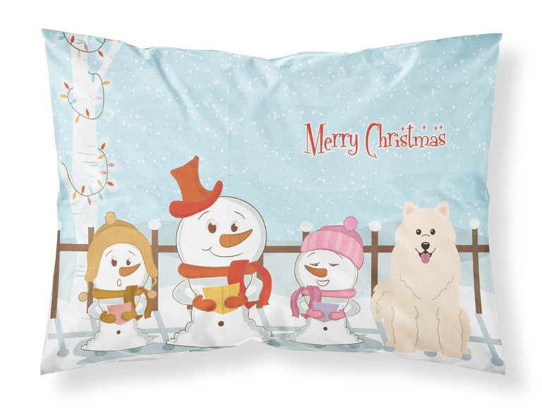 Merry Christmas Carolers Samoyed Fabric Standard Pillowcase