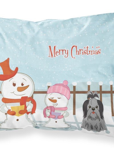 Caroline's Treasures Merry Christmas Carolers Shih Tzu Black Silver Fabric Standard Pillowcase product