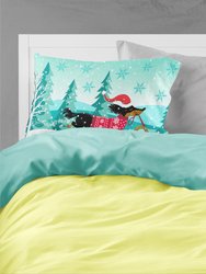 Merry Christmas Dachshund Fabric Standard Pillowcase