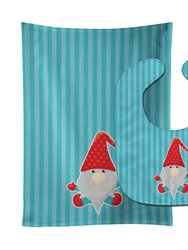 Merry Christmas Gnome #2 Baby Bib & Burp Cloth