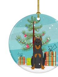 Merry Christmas Tree Beauce Shepherd Dog Ceramic Ornament