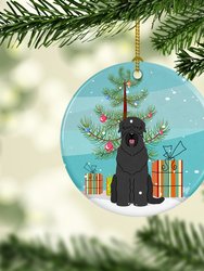 Merry Christmas Tree Black Russian Terrier Ceramic Ornament