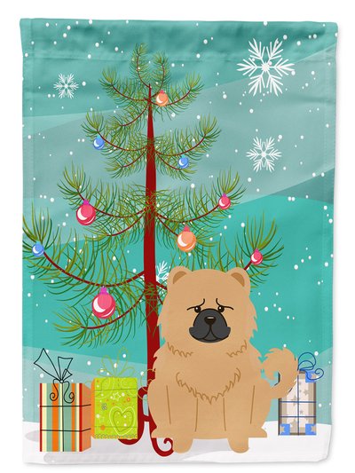 Caroline's Treasures Merry Christmas Tree Chow Chow Cream Garden Flag 2-Sided 2-Ply product