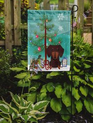 Merry Christmas Tree Dachshund Chocolate Garden Flag 2-Sided 2-Ply