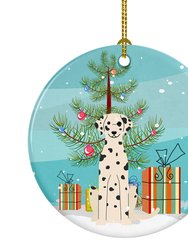Merry Christmas Tree Dalmatian Ceramic Ornament
