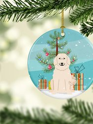 Merry Christmas Tree Great Pyrenese Ceramic Ornament