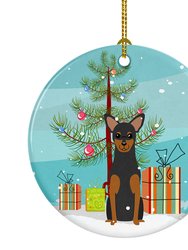 Merry Christmas Tree Manchester Terrier Ceramic Ornament