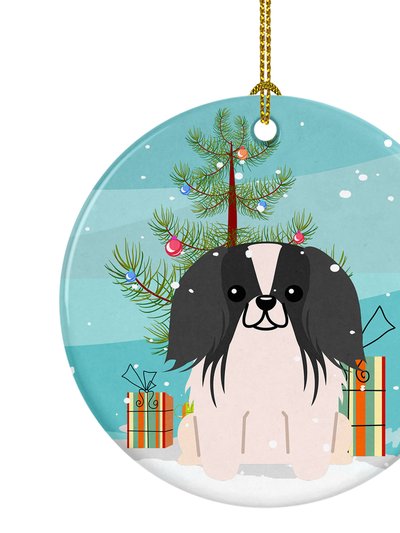 Caroline's Treasures Merry Christmas Tree Pekingese Black White Ceramic Ornament product