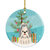 Merry Christmas Tree Shih Tzu Silver White Ceramic Ornament