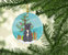 Merry Christmas Tree Staffordshire Bull Terrier Blue Ceramic Ornament