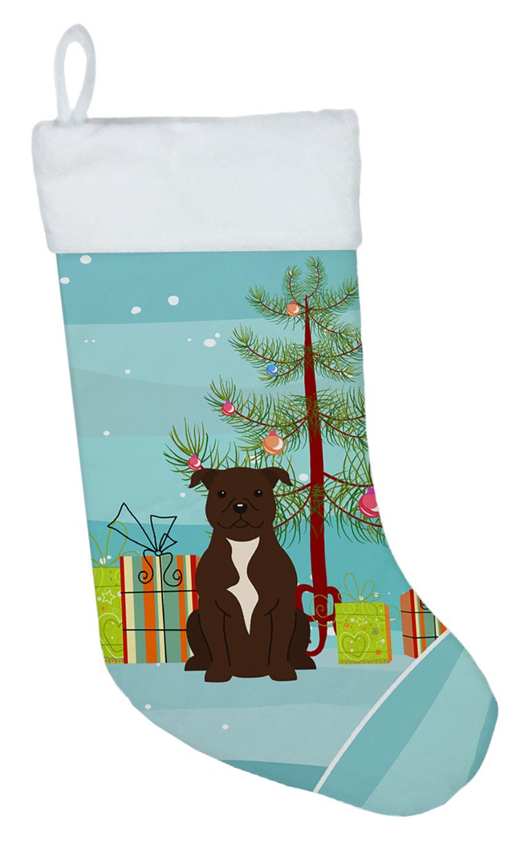 Merry Christmas Tree Staffordshire Bull Terrier Chocolate Christmas Stocking