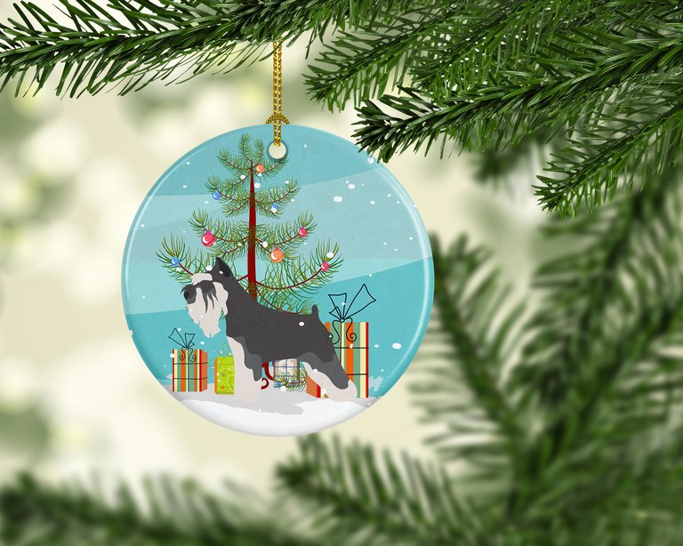 Miniature Schnauzer Christmas Ceramic Ornament