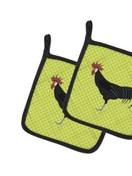 Minorca Ctalalan Chicken Green Pair of Pot Holders