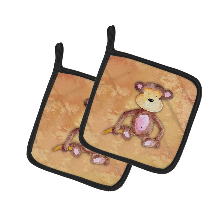 Monkey Watercolor Pair of Pot Holders