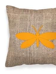 Moth Burlap and Orange BB1055 Fabric Decorative Pillow