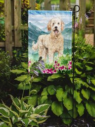 Mountain Flowers Goldendoodle Garden Flag 2-Sided 2-Ply