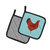 New Hampshire Red Chicken Blue Check Pair of Pot Holders