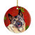 Norwegian Elkhound Red and Green Snowflakes Holiday Christmas Ceramic Ornament