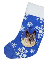 Norwegian Elkhound Winter Snowflakes Holiday Christmas Stocking