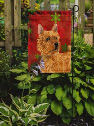 Norwich Terrier Red And Green Snowflakes Holiday Christmas Garden Flag 2-Sided 2-Ply