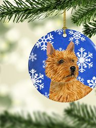 Norwich Terrier Winter Snowflakes Holiday Ceramic Ornament