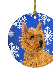 Norwich Terrier Winter Snowflakes Holiday Ceramic Ornament