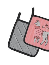 Nursery You are so Loved Llama Pair of Pot Holders