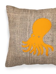 Octopus Burlap and Orange BB1098 Fabric Decorative Pillow