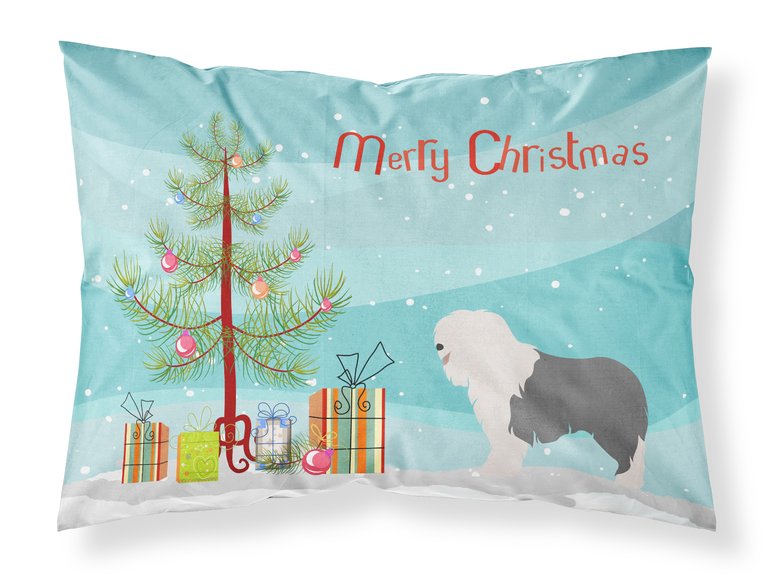 Old English Sheepdog Christmas Fabric Standard Pillowcase