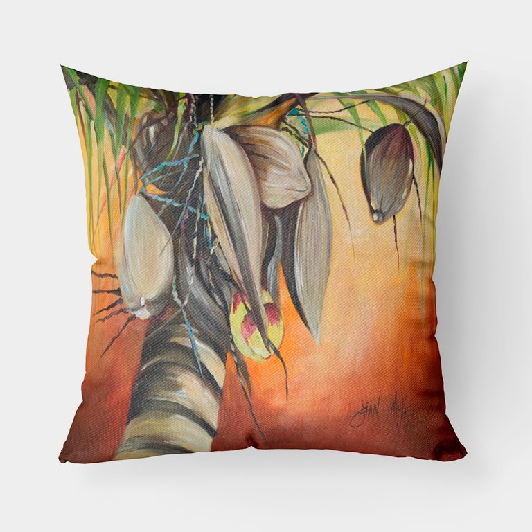 Orange Coconut Tree Fabric Decorative Pillow