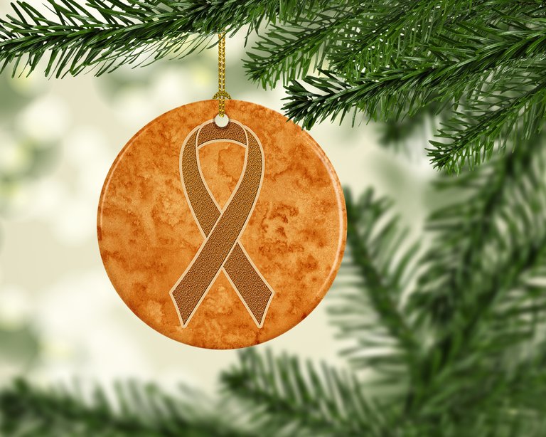 Orange Ribbon for Leukemia Awareness Ceramic Ornament