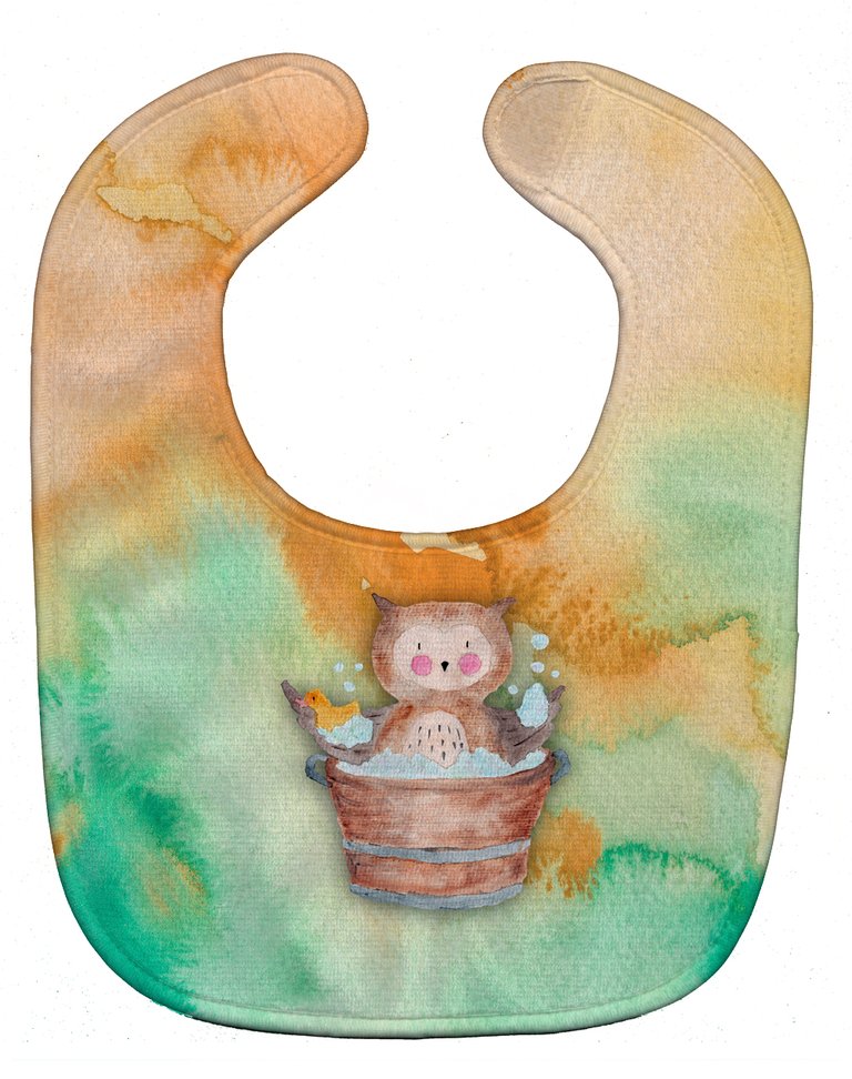 Owl Bathing Watercolor Baby Bib