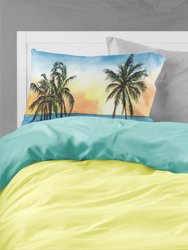 Palm Tree Beach Scene Fabric Standard Pillowcase