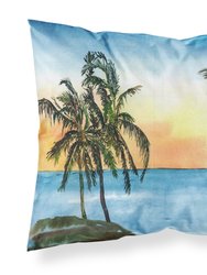 Palm Tree Beach Scene Fabric Standard Pillowcase