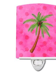 Palm Tree Pink Polkadot Ceramic Night Light