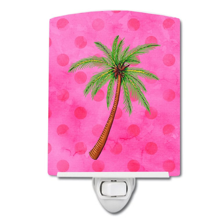 Palm Tree Pink Polkadot Ceramic Night Light