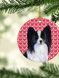 Papillon Hearts Love and Valentine's Day Portrait Ceramic Ornament