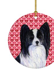 Papillon Hearts Love and Valentine's Day Portrait Ceramic Ornament