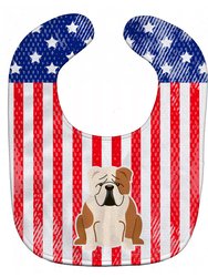 Patriotic USA English Bulldog Fawn White Baby Bib
