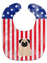 Patriotic USA Pug Fawn Baby Bib