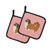 Pekingese Checkerboard Pink Pair of Pot Holders